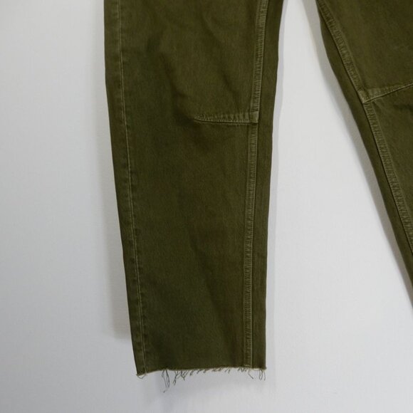 Madewell Darted Barrel Leg JEANS Size 25 Kale Green Denim Raw Hem NEW $148 - Picture 7 of 13